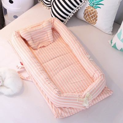 Lit bébé coton lavable rayures amovibles