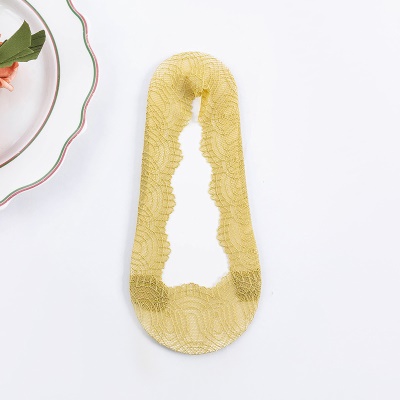 Chaussettes pour femmes dentelle dentelle fond de coton talon de silicone