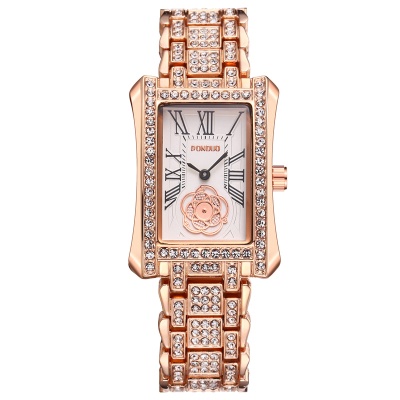 Montres dames en alliage de zinc avec aiguilles diamant échelle romaine