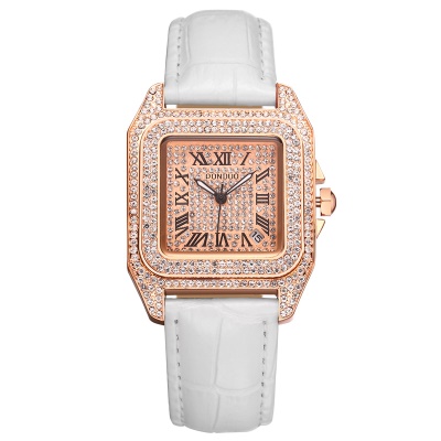 Montre pour dames avec diamant cadran carré quartz imperméable