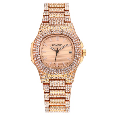 montre en acier bracelet plein anneau avec diamant imperméable