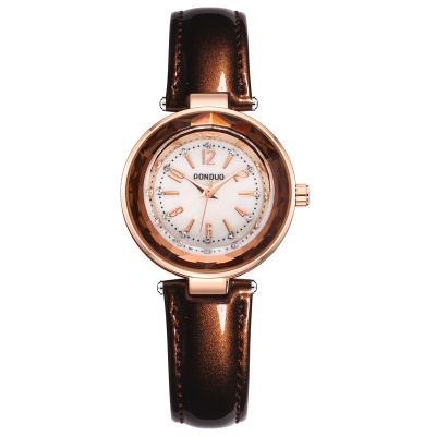 Montres dames aiguilles chiffres romains bracelet en cuir brillant imperméable