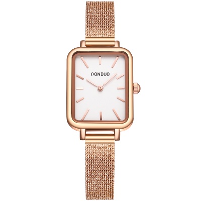 montre cuir/placage sous vide maille avec quartz pierre cadran carré