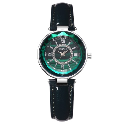 Montres dames chiffres romains bracelet en cuir brillant quartz imperméable
