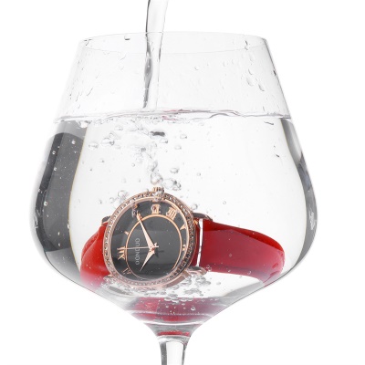 Montre pour femmes avec diamants bracelet en cuir véritable chiffres romains