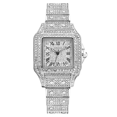 montre gypsophile avec diamants en alliage de zinc chiffres romains