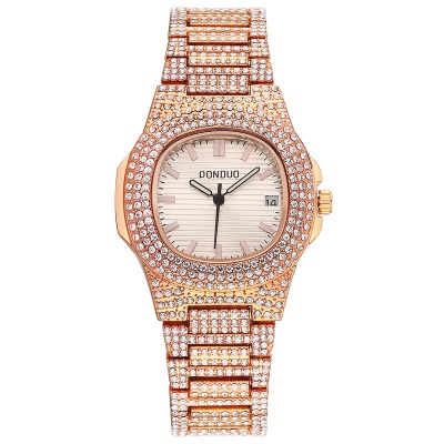 montre en acier bracelet plein anneau avec diamant imperméable