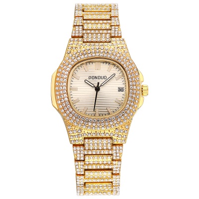 montre en acier bracelet plein anneau avec diamant imperméable