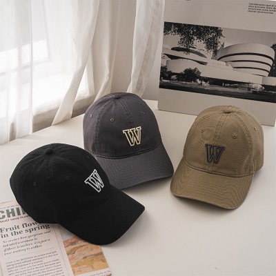 Casquette à visière W brodée en coton twill de protection solaire