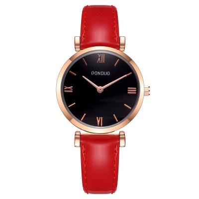 Montre avec bracelet en acier/Bracelet en cuir pour femmes gravure romaine avec miroir revêtu