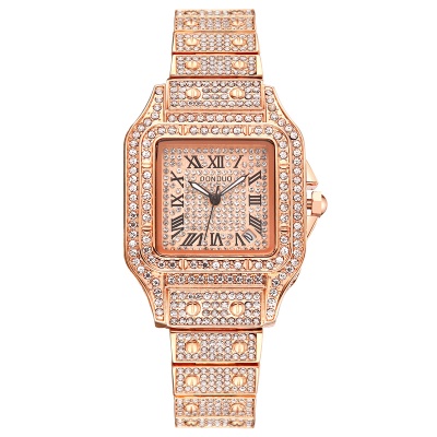montre gypsophile avec diamants en alliage de zinc chiffres romains