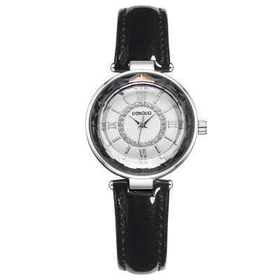 Montres dames chiffres romains bracelet en cuir brillant quartz imperméable