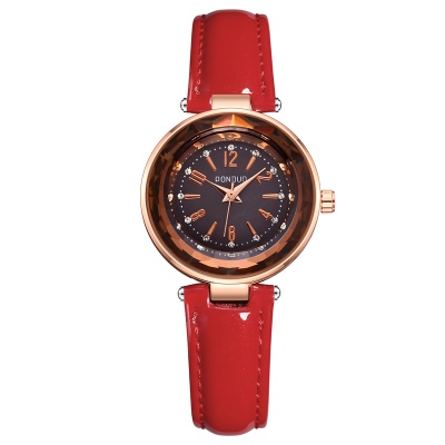 Montres dames aiguilles chiffres romains bracelet en cuir brillant imperméable