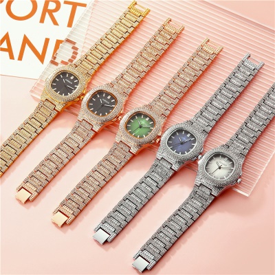 montre en acier bracelet plein anneau avec diamant imperméable