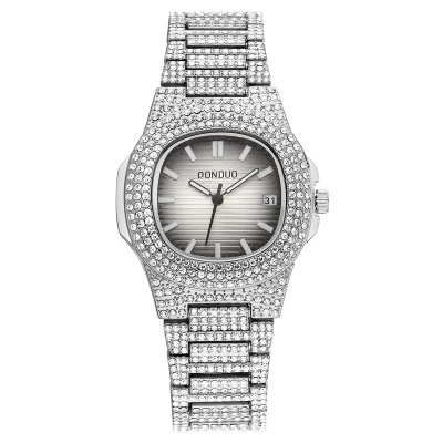 montre en acier bracelet plein anneau avec diamant imperméable