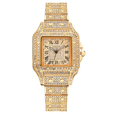 montre gypsophile avec diamants en alliage de zinc chiffres romains