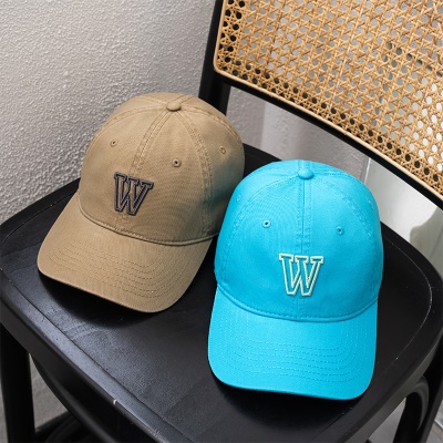 Casquette à visière W brodée en coton twill de protection solaire
