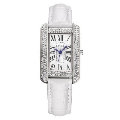 Montres pour dames chiffres romains carrés aiguilles bracelet en cuir de vache