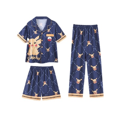 Pyjama pour enfants été trois pièces version coréenne mignon dessin animé moyen et grand enfant climatisé vêtements pour garçons vêtements à la maison fabricants approvisionnement direct