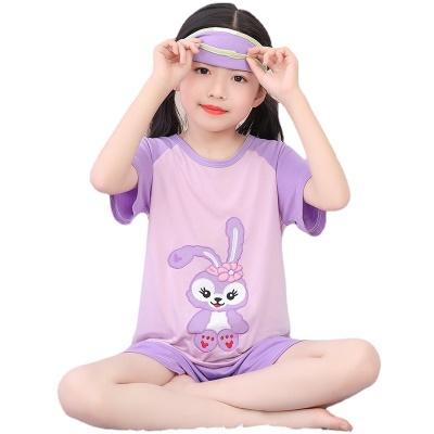 Pyjama pour enfants deux pièces mignon bande dessinée col rond manches courtes short