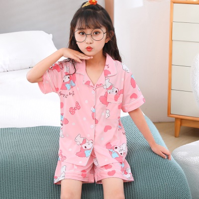 Pyjama pour enfants deux pièces mignon cardigan rose de dessin animé