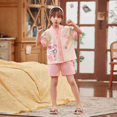 Pyjama pour enfants deux pièces mignon bande dessinée ample avec poche