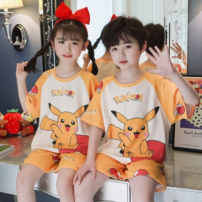 Pyjama 2 pièces pour enfants en coton imprimé Pikachu orange