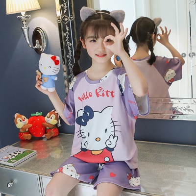 Pyjama fille manches courtes short mignon dessin animé violet