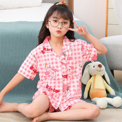 Pyjama enfants mignon dessin animé lait soie coton rose