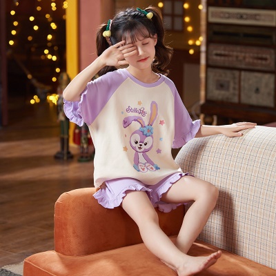Enfants pyjama deux pièces dentelle lâche respirant dessin animé anime