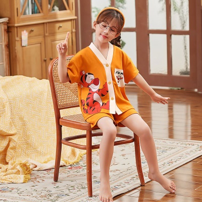 Pyjama pour enfants deux pièces mignon bande dessinée avec poche coton