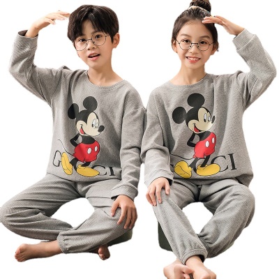 Ensemble de pyjamas 2 pièces pour enfants Mickey Mouse imprimé en tissu gris gaufré