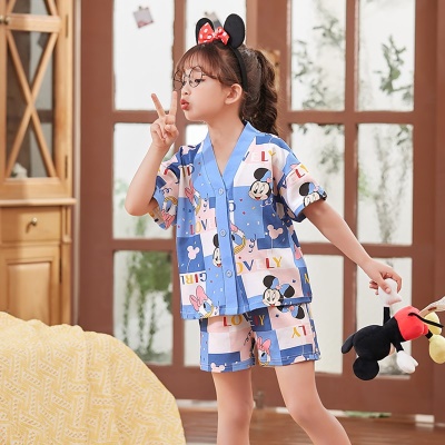 Pyjama pour enfants deux pièces mignon bande dessinée avec poche V col