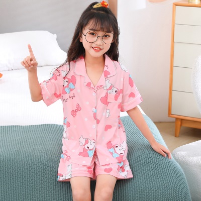 Pyjama pour enfants deux pièces mignon cardigan rose de dessin animé