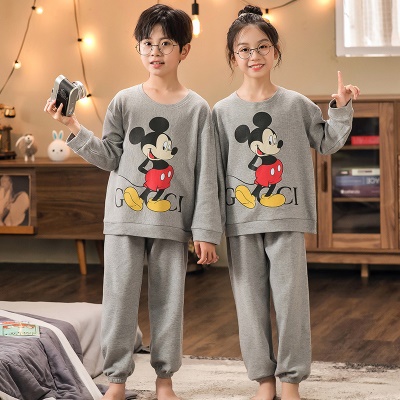 Ensemble de pyjamas 2 pièces pour enfants Mickey Mouse imprimé en tissu gris gaufré