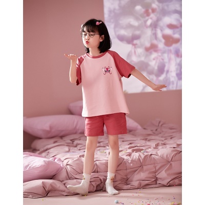 Pyjama pour enfants deux pièces mignon bande dessinée rouge coton