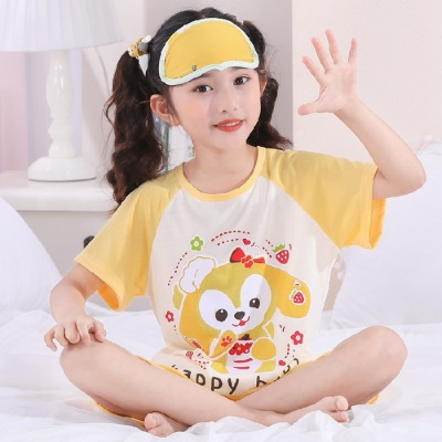 Pyjama pour enfants deux pièces mignon bande dessinée col rond manches courtes short