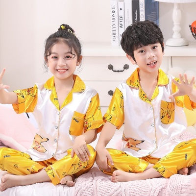 Pyjama 2 pièces pour enfants avec motif Pikachu jaune Ice Wire
