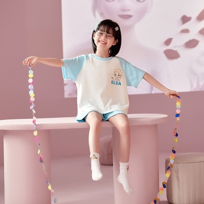 Pyjama pour enfants deux pièces mignon dessin animé bleu ample