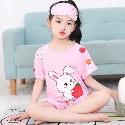 Pyjama pour enfants deux pièces mignon bande dessinée col rond manches courtes short