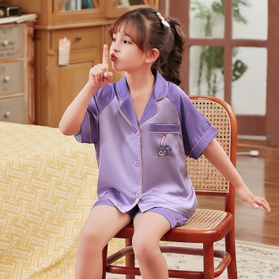 Pyjama pour enfants deux pièces Ice and Snow Cartoon Pattern Button Cardigan