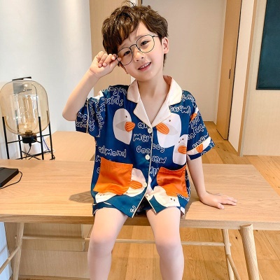 Ensemble de pyjama en soie pour enfants à manches courtes