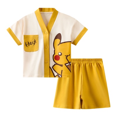 Pyjama pour enfants deux pièces mignon dessin animé modèle manches courtes boutons cardigan