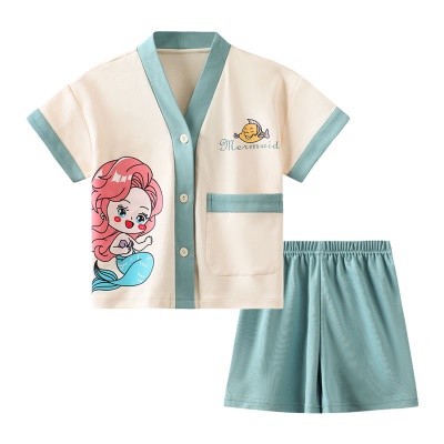 Pyjama enfants deux pièces coton mignon bande dessinée col V