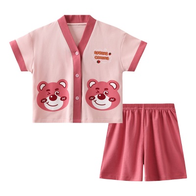 Pyjama pour enfants deux pièces mignon bande dessinée V col confortable et doux