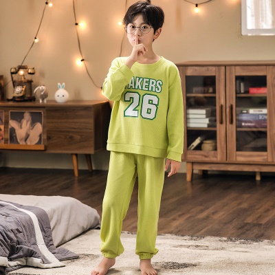 Pyjama pour enfants ensemble de deux pièces avec imprimé numérique vert tissu gaufrage