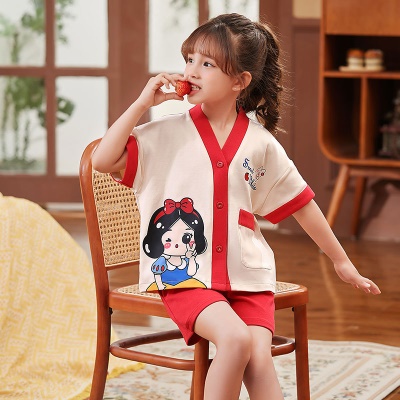 Pyjama pour enfants deux pièces mignon bande dessinée ample avec poche