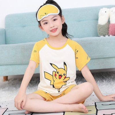 Pyjama pour enfants deux pièces mignon bande dessinée col rond manches courtes short