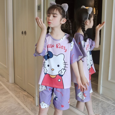 Pyjama fille manches courtes short mignon dessin animé violet