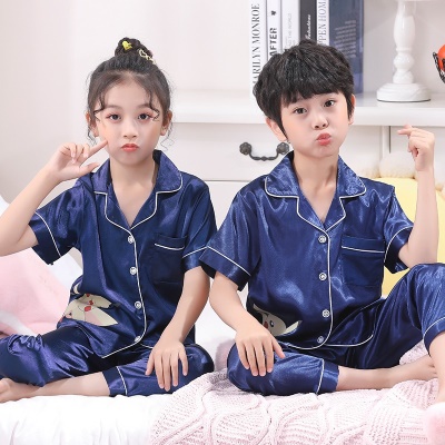Pyjama pour enfants deux pièces en fil de glace avec des poches de cravate
